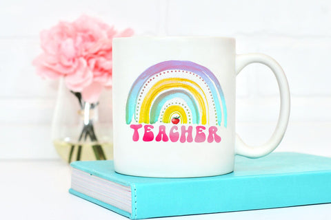 Rainbow Teacher I Teacher Sublimation I Teacher Shirt PNG Sublimation Happy Printables Club 