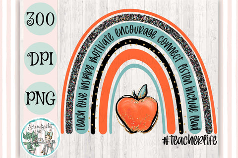 Rainbow Teacher Life - Red Apple - PNG Sublimation Serendipity and Art 