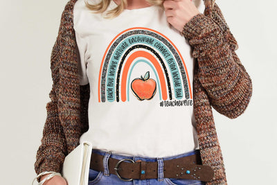Rainbow Teacher Life - Red Apple - PNG Sublimation Serendipity and Art 