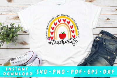 Rainbow Teacher Life SVG SVG HappyDesignStudio 