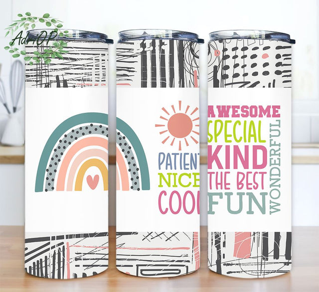 Rainbow Teacher Tumbler Wrap, Teacher Appreciation Gift, Teacher Thank You Gift, Teacher Coffee Tumbler PNG Sublimation AdriOP 
