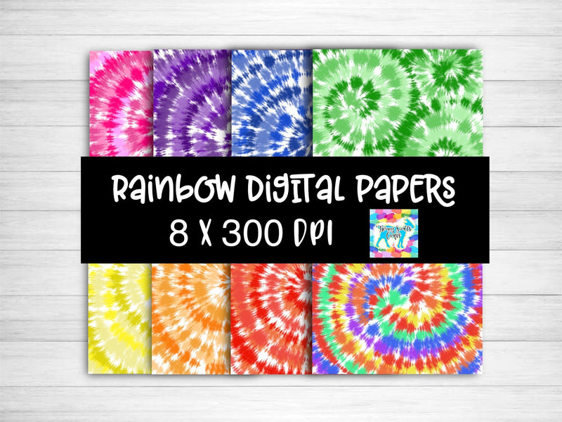 Rainbow Tie Dye Digital Papers Digital Pattern Twiggy Smalls Crafts 