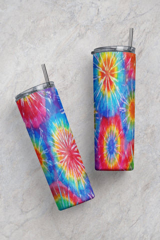 Rainbow Tie Dye Sublimation Digital image colorful tie dye PNG Design 20oz Skinny Tumbler Download Straight & Tapered Design Blank Sublimation CaldwellArt 