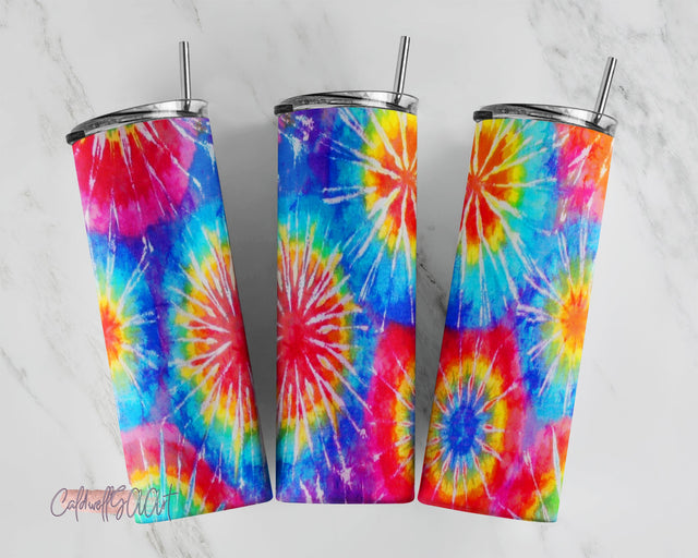 Rainbow Tie Dye Sublimation Digital image colorful tie dye PNG Design 20oz Skinny Tumbler Download Straight & Tapered Design Blank Sublimation CaldwellArt 