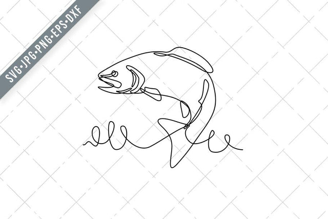 Rainbow Trout or Oncorhynchus Mykiss Jumping Up Continuous Line Drawing SVG Patrimonio Designs Limited 