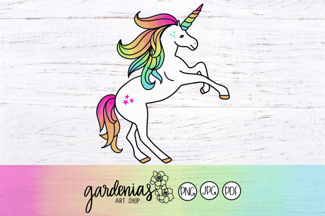 Rainbow Unicorn Clip Art SVG Gardenias Art Shop 