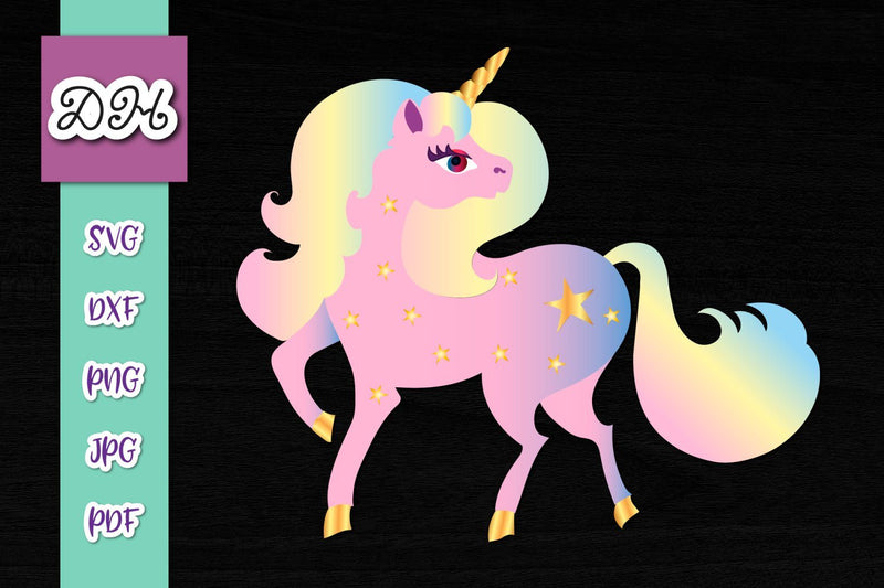 Rainbow Unicorn Print & Cut SVG Digitals by Hanna 
