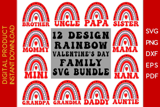 Rainbow Valentine's Day Family SVG Bundle SVG Creativedesigntee 