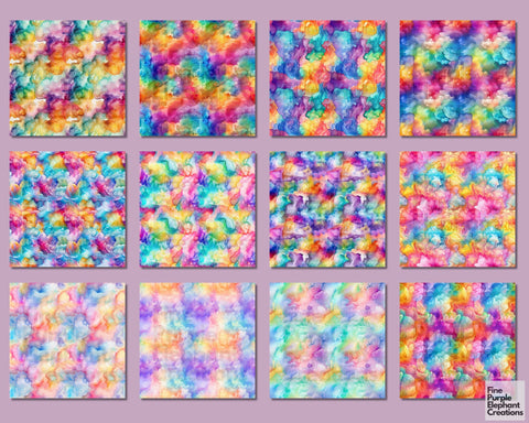 Rainbow Watercolor Digital Paper | Paint Stroke Texture Printable Paper Digital Pattern Fine Purple Elephant Creations 