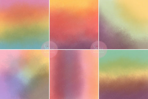 Rainbow Watercolor Digital Papers Backgrounds Set Digital Pattern SineDigitalDesign 