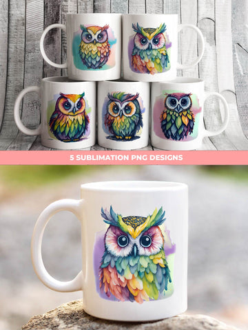 Rainbow Watercolor Owl Bundle | Sublimation PNG Free For Commercial Use Sublimation Sintegra 