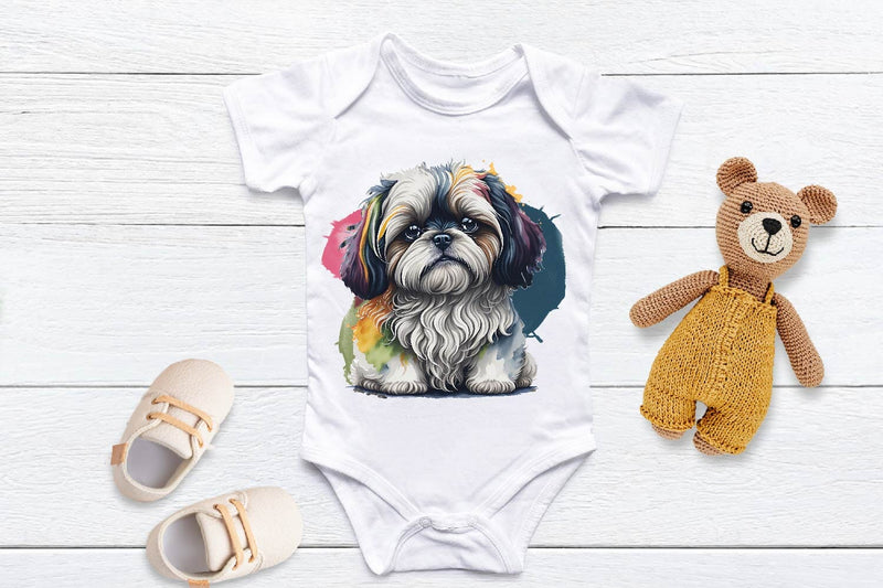 Rainbow Watercolor Shih Tzu Dog Bundle | Sublimation PNG Free For ...