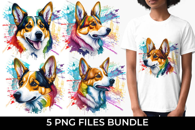 Rainbow Welsh Corgi Dog Watercolor Bundle Free For Commercial Use Sublimation Sintegra 