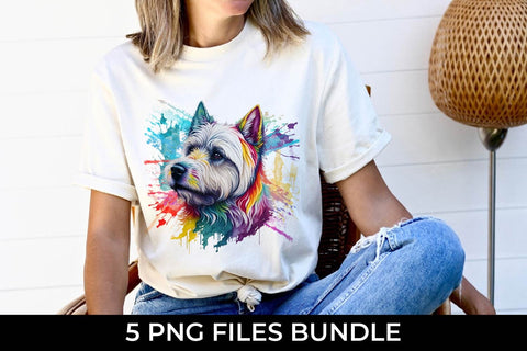 Rainbow Westie Dog Watercolor Bundle Free For Commercial Use Sublimation Sintegra 