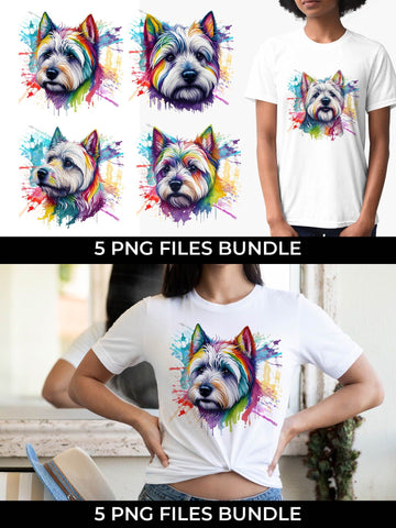 Rainbow Westie Dog Watercolor Bundle Free For Commercial Use Sublimation Sintegra 