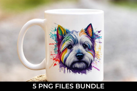 Rainbow Westie Dog Watercolor Bundle Free For Commercial Use Sublimation Sintegra 