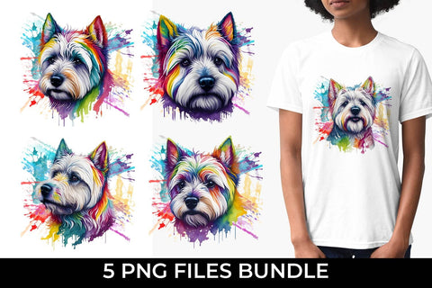 Rainbow Westie Dog Watercolor Bundle Free For Commercial Use Sublimation Sintegra 