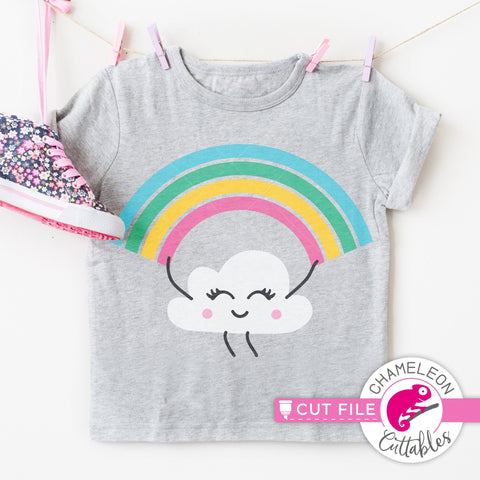 Rainbow with cute cloud svg png dxf SVG Chameleon Cuttables 