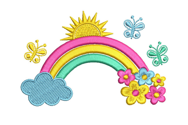 Rainbow with flowers embroidery design, 3 sizes, Instant download Embroidery/Applique DESIGNS ArtEMByNatalia 