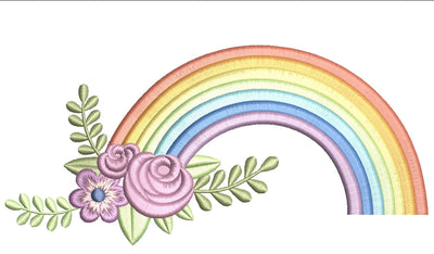 Rainbow with flowers embroidery design, 3 sizes, Instant download Embroidery/Applique DESIGNS ArtEMByNatalia 