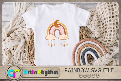 Rainbow With Moon Svg, Rainbow Svg, Rainbow Clipart, Moon Svg SVG Artinrhythm shop 