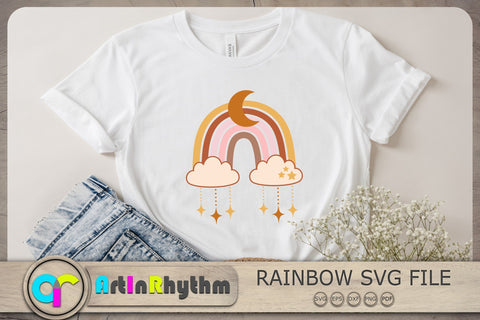Rainbow With Moon Svg, Rainbow Svg, Rainbow Clipart, Moon Svg SVG Artinrhythm shop 