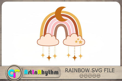 Rainbow With Moon Svg, Rainbow Svg, Rainbow Clipart, Moon Svg SVG Artinrhythm shop 