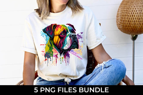 Rainbow XL Bully Dog Watercolor Bundle Free For Commercial Use Sublimation Sintegra 