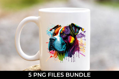 Rainbow XL Bully Dog Watercolor Bundle Free For Commercial Use Sublimation Sintegra 