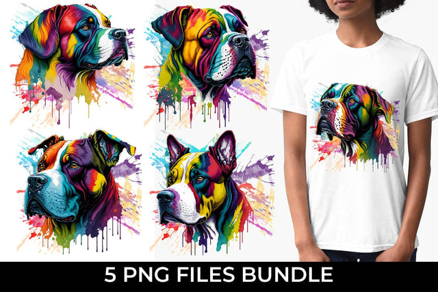 Rainbow XL Bully Dog Watercolor Bundle Free For Commercial Use Sublimation Sintegra 