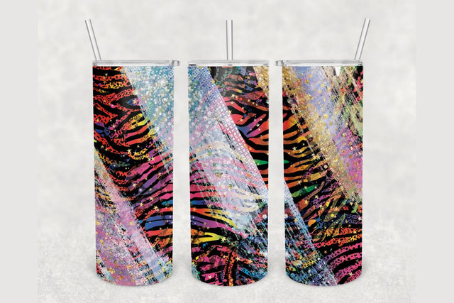 Rainbow Zebra Milky Way Tumbler sublimation design 20 oz skinny tumbler wrap Sublimation BambinaCreations 