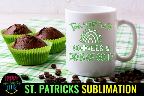 Rainbows Clovers St Patricks Sublimation- St Patty Day PNG Sublimation Happy Printables Club 