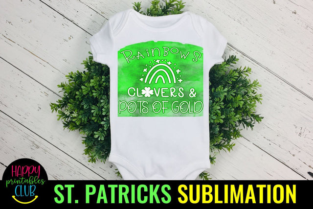 Rainbows Clovers St Patricks Sublimation- St Patty Day PNG Sublimation Happy Printables Club 