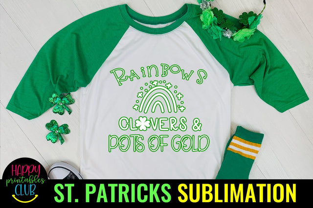 Rainbows Clovers St Patricks Sublimation- St Patty Day PNG Sublimation Happy Printables Club 