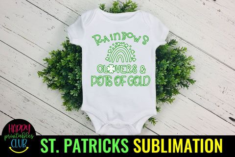 Rainbows Clovers St Patricks Sublimation- St Patty Day PNG Sublimation Happy Printables Club 