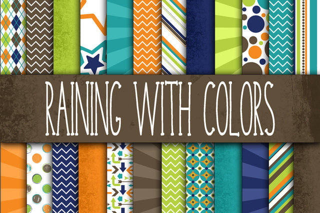 Raining with Colors Digital Paper Pack Sublimation Old Market 