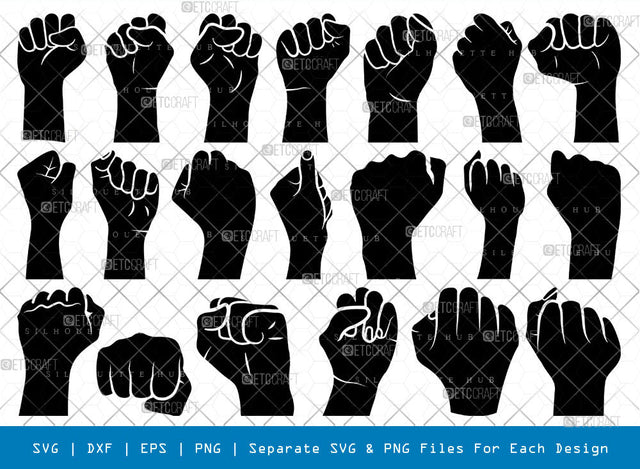 Raised Fist SVG, Hands Silhouette, Generation Hands Svg, Hands Svg, Power Fist Svg, Black Power Svg, Black Fist Svg, Unity Strength Svg, Hands Bundle, SVG ETC Craft 