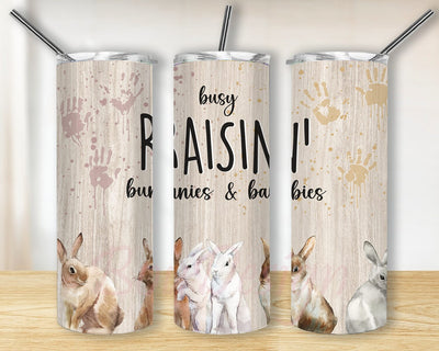 Raisin Bunnies and Babies 20oz Skinny Tumbler Png, Rustic Funny Mom Tumbler, Rabbit Tumbler Design, Rabbit Bunny Bunnies Lover Tumbler Sublimation BouDesign 