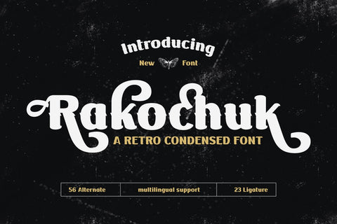 Rakochuk | Retro Condensed Font Font twinletter 