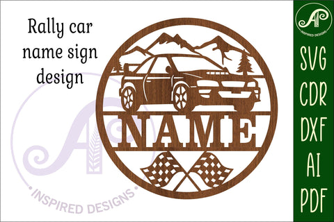 Rally cars name sign svg laser cut template SVG APInspireddesigns 
