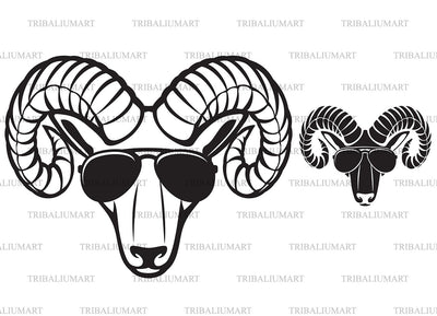 Ram head with aviator sunglasses SVG TribaliumArtSF 