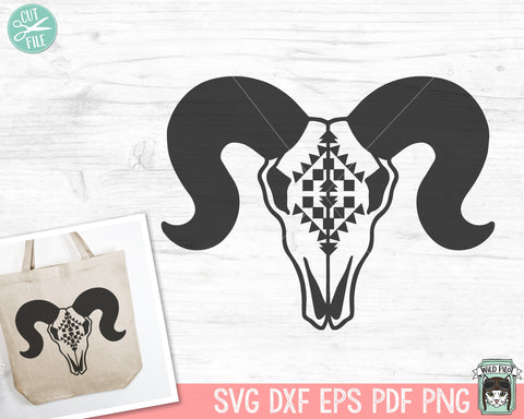 Ram Skull SVG Cut File, Ram Skull PNG, Mystical svg, Geometric svg, Ram Skull Clipart, Southwest SVG, Boho svg, Bohemian svg, Longhorn svg SVG Wild Pilot 