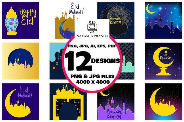 Ramadan 12 templates bundle Sublimation Natasha Prando 