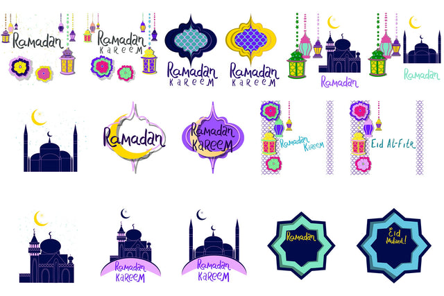 Ramadan Kareem 16 PNG designs PDF Ai EPS format bundle Sublimation Natasha Prando 
