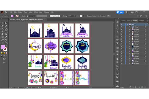 Ramadan Kareem 16 PNG designs PDF Ai EPS format bundle Sublimation Natasha Prando 
