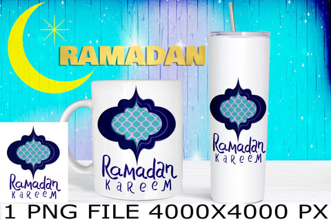 Ramadan Kareem Blue Arabesque design Sublimation Natasha Prando 