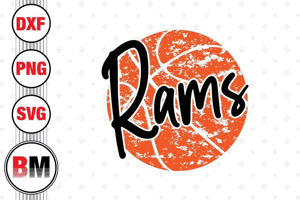 Rams Distressed Basketball SVG, PNG, DXF Files - So Fontsy