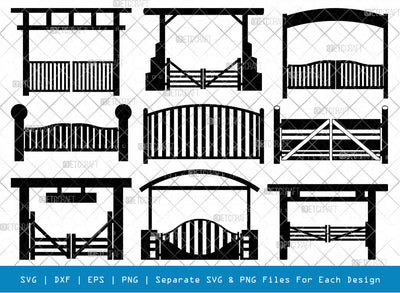 Ranch Gate SVG, Ranch Gate Silhouette, Ranch Entrance Svg, Ranch Fencing Svg, Farm Fence Svg, Gate Svg, Ranch Gate Bundle SVG ETC Craft 