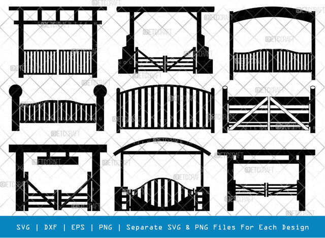 Ranch Gate SVG, Ranch Gate Silhouette, Ranch Entrance Svg, Ranch Fencing Svg, Farm Fence Svg, Gate Svg, Ranch Gate Bundle SVG ETC Craft 