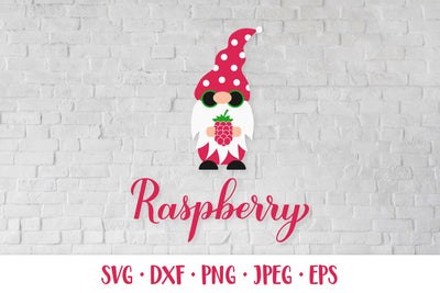 Raspberry SVG calligraphy lettering and gnome holding berry SVG LaBelezoka 